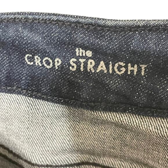 Liverpool Crop Straight Leather Trim Distressed Hem‎ Medium Wash Jeans - Picture 9 of 10